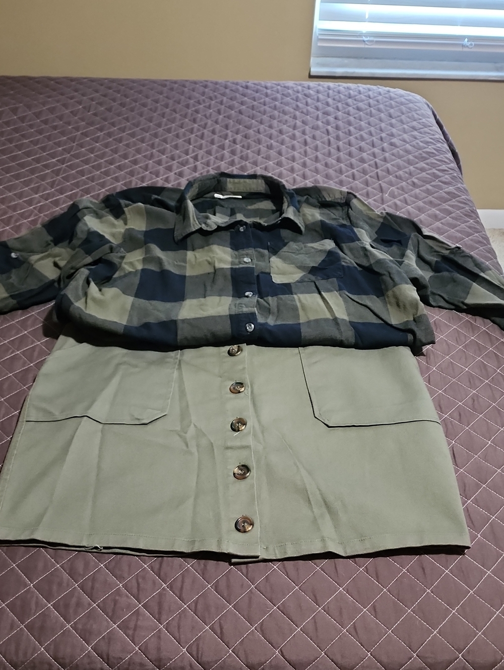 Men's Green and Black Check Button-Up Shirt